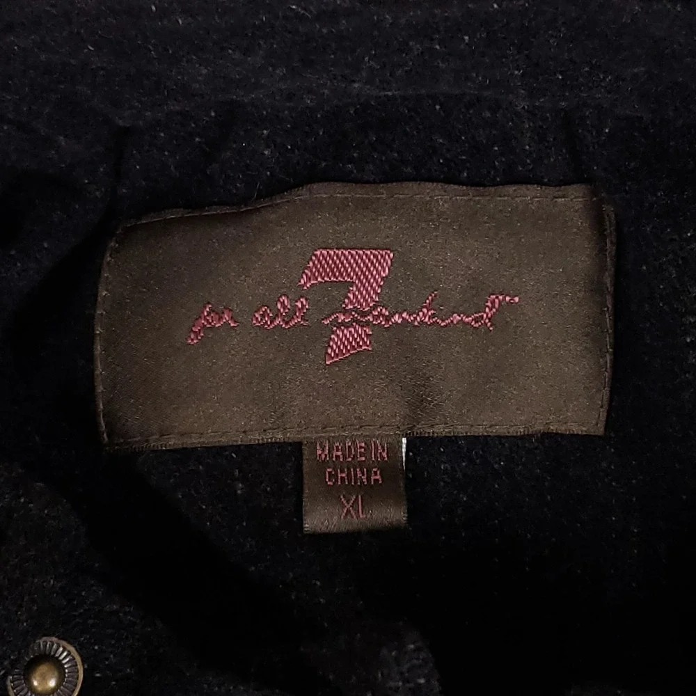 7 For All Mankind Wool Blend Utility Jacket Size‎ XL Black Rugged Luxe Outerwear